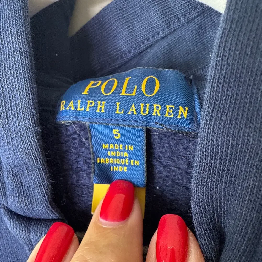 Polo Ralph Lauren Toddler Boys' Full Zip Hooded Sweatshirt SZ 5 Embroidered Logo